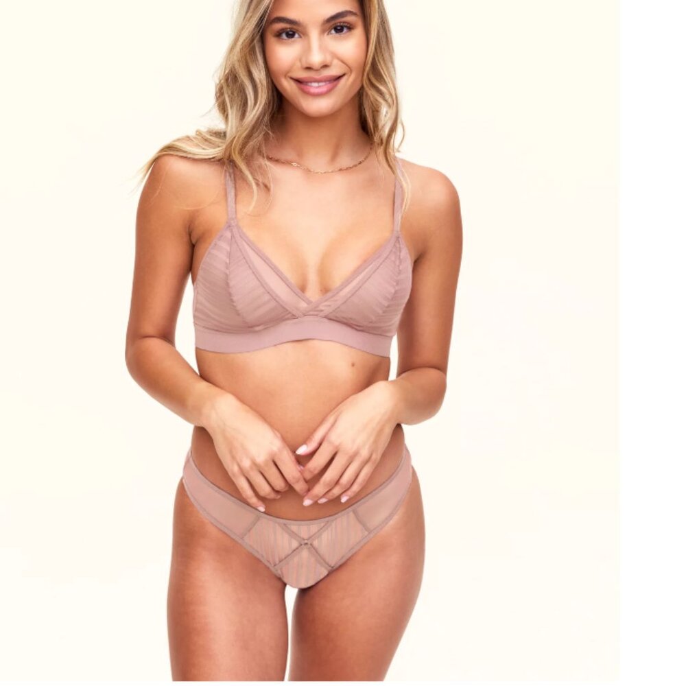 NWT New Adore Me Pink Set Tori Unlined Triangle Bra Thong Medium Large